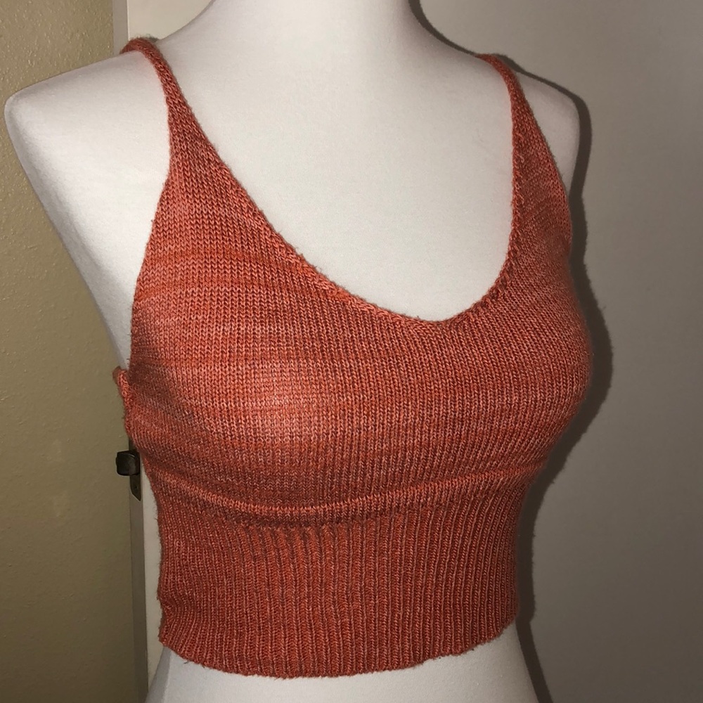 Orange knit crop top